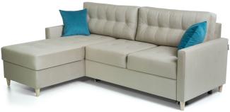 Ecksofa Schlafsofa MOLDE Stoff (Casablanca) Hellbeige Ottomane Links