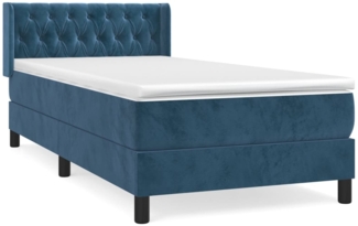 vidaXL Boxspringbett mit Matratze Dunkelblau 90x200 cm Samt, Härtegrad: H2 [3131121]
