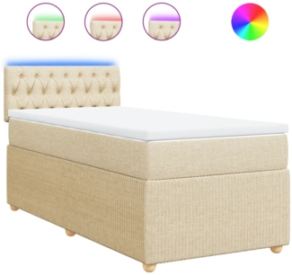 vidaXL Boxspringbett mit Matratze Creme 100x200 cm Stoff 3289679