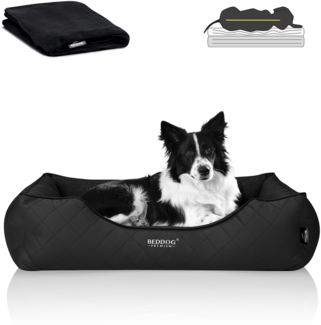 BedDog PREMIUM Orthopädisches Hundebett WUFFI, Memory Foam, mit abnehmbaren Bezug BLACK (schwarz), (XL) ca. 90x80x25cm