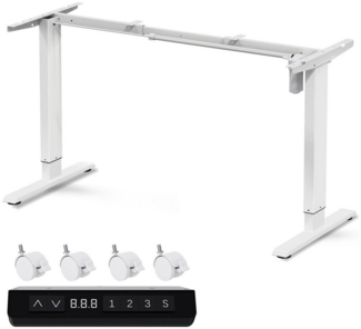 HOMAVO Schreibtisch Elektrisch höhenverstellbares Tischgestell (Höhen-Memory & Anti-Kollisions-Funktion, Zwei Höhenstufen, USB- & Type-C-Anschlüsse, 1 Controller, 4 Lenkrollen und 2 Haken)