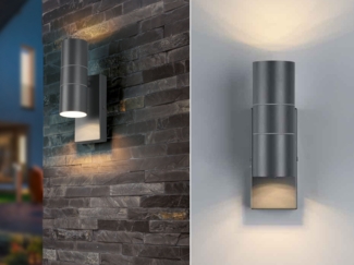 Reality Leuchten Außen-Wandleuchte, Tageslichtsensor, LED wechselbar, Warmweiß, moderne Fassadenbeleuchtung Haus-wand beleuchten Up Down, Höhe 21cm