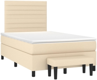 vidaXL Boxspringbett mit Matratze Creme 120x190 cm Stoff 3270367