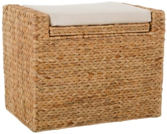 VIVANNO Hocker Wasserhyazinthe MONO PLUS Rechteckig, Natur Geflochten 57x36x45 cm