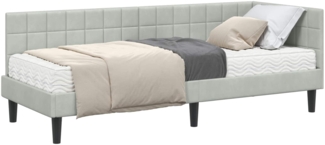 vidaXL Eckbettgestell mit Matratze mit Kopfteil 2 pcs Hellgrau Samt 3393958