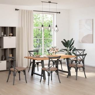 vidaXL Esstisch mit Baumkanten 180 x 100 x 74 cm Massivholz Eiche Rechteck 3304463