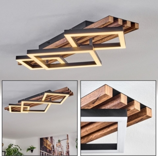 hofstein Deckenleuchte Deckenlampe aus Metall/MDF/Kunststoff, ohne Leuchtmittel, moderne Deckenleuchte in Schwarz/Holzoptik/Braun/Weiß