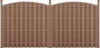 WPC Gartenzaun mit Rundbogen (165-185)x376 cm Braun [neu. holz]