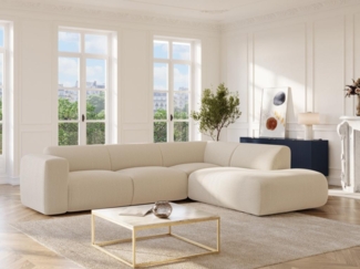 Vente-unique - Großes Ecksofa mit Recamiere mit Rückenlehne - Ecke rechts - Bouclé-Stoff - Beige - POGNI von Maison Céphy