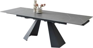 Kulissen-Esstisch >Mitch< ausziehbar, grau / schwarz, Keramik + Metall - 160/240x76x90 (BxHxT)
