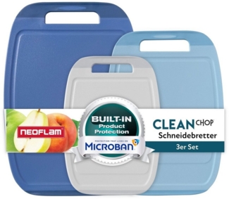 NEOFLAM® Schneidebrett BiJu Antibakterielles Schneidebrettset, 3tlg. Grau/Hellblau/Marineblau, Kunststoff (PP), (3-St)