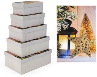 HTI-Living Aufbewahrungsbox Geschenkkarton Set mit 5 verschiedenen Größen (5 St, 1 Kartonage Set)