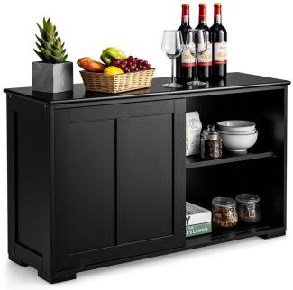 COSTWAY Sideboard, Küchenschrank mit Schiebetüren, höhenverstellbarer Ablage, Beistellschrank für Küche, Esszimmer und Wohnzimmer, 107 x 33 x 60 cm