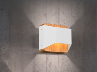 LED Holz Wandlampe ARINO Up and Down mit Stufen Dimmer - Weiß 12cm