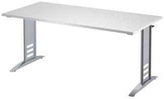 Schreibtisch Tec-Art, 160x80x68-82cm, C-Fuß Gestell, Lichtgrau