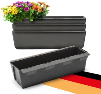 BigDean 4er Set Paletten Blumenkästen - Einsatz - mit Hängesystem zum Einhängen - 37cm anthrazit - Pflanzkasten für Europalette Balkonkasten Blumentopf - aus recyceltem PP-Kunststoff