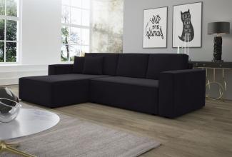 Ecksofa Schlafsofa Sofa CONOR PREMIUM Stoff Kronos Schwarz Ottomane Links