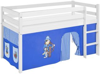 Lilokids 'Jelle' Spielbett 90x200 cm, Pirat Blau, Kiefer massiv, mit Vorhang