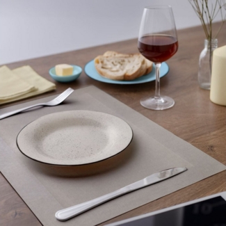 matches21 HOME & HOBBY Platzset Tischsets BORDA 8er Set Schwarz-silber als Tischuntersetzer, (8-St), Abwaschbare Platzsets als Tischunterlagen für Ess-Tisch Tisch-Deko