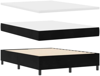vidaXL Boxspringbett mit Matratze Schwarz 140 x 190 cm Samt 3344578