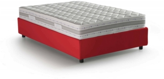 Dmora Alvise Doppelbett, Bettkasten mit Stoffbezug, 100 % Made in Italy, Öffnung vorne, inklusive Matratze 120 x 190 cm, Rot