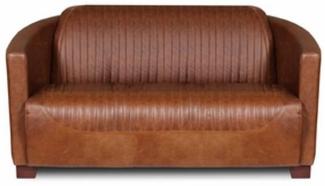 Casa Padrino Luxus Leder 2er Sofa Vintage Braun / Dunkelbraun 130 x 83 x H. 70 cm - Echtleder Wohnzimmer Sofa - Wohnzimmer Möbel - Luxus Kollektion