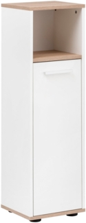 BadeDu ARC Midischrank 30 cm, Weiß/Braun hell