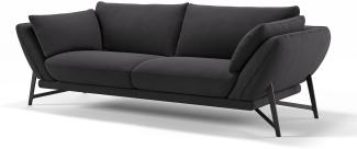 Sofanella Dreisitzer ESTELLA Stoffsofa Stoff Einzelsofa in Schwarz S: 210 Breite x 99 Tiefe