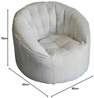 Dmora Runder gepolsterter Sessel, weiße Farbe, Maße 80 x 80 x 80 cm