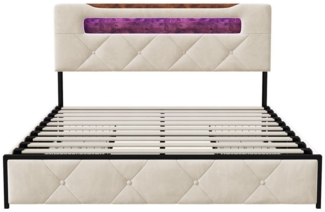 Furnishings Home Polsterbett LED Stauraumbett Doppelbett (1-tlg, LED, Ladestation, in 3 Größen verfügbar), 160x200 cm, 4 Schubladen, mit Komforthöhe