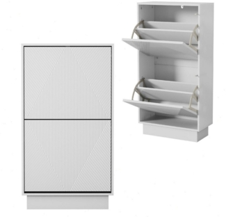 UEV Schuhschrank mit 2 Klappen, Schuhregal Schuhkommode schmal (Schuhkommode,Anti-Kipp-Vorrichtung für Eingangsbereich, Modern Schuhaufbewahrung mit Oberplatte Platzsparend) Verstellbare Trennwände für Verschiedene Schuhtypen