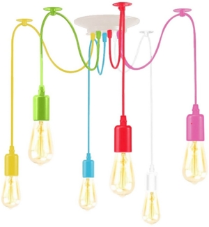 Rosnek LED Pendelleuchte 4/6/8/10-Köpfe, E27, Vintage, für Schlafzimmer Wohnzimmer Deko, DIY Spider-Deckenleuchte