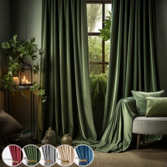 Jibenhome Gardine Vorhang mit Kräuselband Samt Verdunklungsvorhänge, Blickdicht Vorhänge, (2 St), Gardinen Wohnzimmer Vorhangschals, B132cm Thermogardine Schlafzimmer