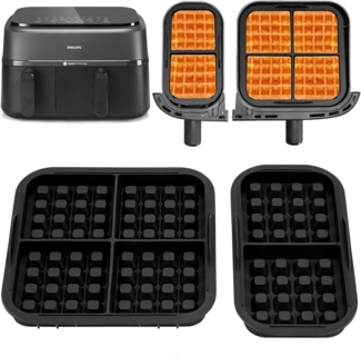 SURFOU Backform Waffelformen Waffel-Einsätze für Airfryer Philips N350 & Tefal EY9018, (Hitzebeständige Waffelformen (bis 230 °C) aus geschmacksneutralem, BPA-freiem Silikon – passend für Philips NA350 und Tefal EY9018, mit Antihaft-Beschichtung, spülm...