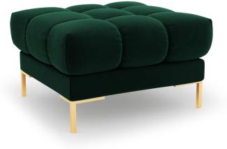 Micadoni Samtstoff Pouf Hocker Mamaia | Bezug Bottle Green | Beinfarbe Gold Metal