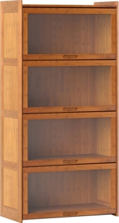 COSTWAY Bücherregal, mit Acryltüren, Vitrinenschrank Bambus mit 4 Fächern