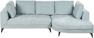 Ecksofa 3-Sitzer MARUM Chenillegewebe Hellblau linksseitig