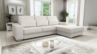 Ecksofa Sofa NEVIO Stoff Scala Hellbeige Ottomane Rechts