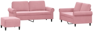 vidaXL 3-tlg. Sofagarnitur mit Kissen Rosa Samt 3202223