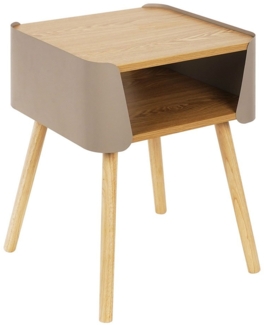 Nachttisch Birte / 300.001737 , Echtholz, Holzwerkstoff, Stahl , Beige, Holzfarben , 40 x 55 x 40 cm