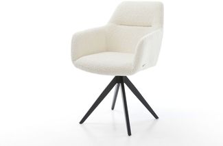 Esszimmerstuhl Pejo-Flex Bouclé Weiß Kreuzgestell kantig Schwarz Taschenfederkern