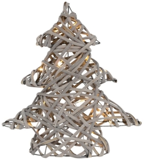 ECD Germany LED Baum Dekobaum Weihnachten Weihnachtsbaum Lichterbaum Tanne Weihnachtsdeko, Rattan-Metall Grau Weihnachtsbaum mit Beleuchtung & Timer