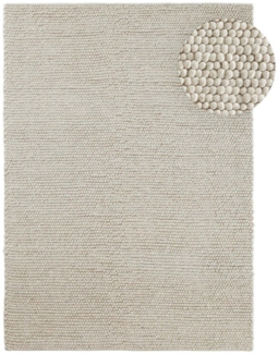 TaraCarpet Wollteppich TaraCarpet Bubble Moderner Schlingenteppich aus reiner Schurwolle, rechteckig, Höhe: 20 mm, Wollteppich weiß Wohnzimmer Schlafzimmer Esszimmer Bubble ca 80x150