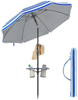 SONGMICS Sonnenschirm, Strandschirm, Sonnenschutz UPF 50+, Ablagefläche, ∅160 cm