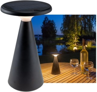 LED Solar-Tischleuchte "Foco Sol" 2700K, IP44, dimmbar, 20cm, matt schwarz