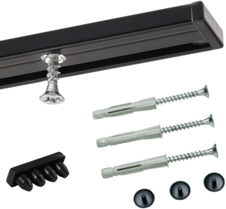 Deco-Raum® Gardinenschiene Minimal | Länge: 390cm | Material: Aluminium | Farbe: Schwarz