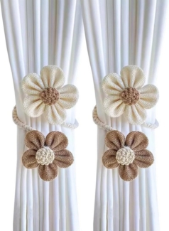 BYSURE Raffhalter, (2-tlg), Niedliche Blumenvorhang-Raffhalter, Boho-Blumenvorhang