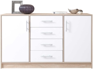 Kommode Sideboard Smart 140x40x83,5cm weiß Sonoma Eiche 2-türig