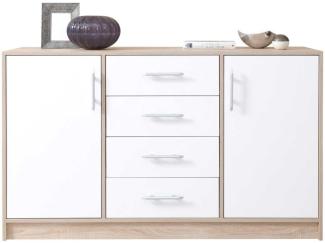 Kommode Sideboard Smart 140 x 40 x 83,5 cm weiß Sonoma Eiche 2-türig