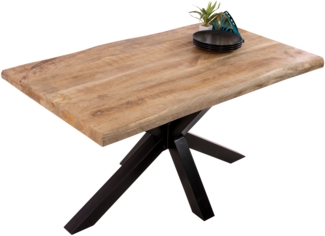 Esstisch Baumkante massiv Mango 120 x 80 Spider-Gestell schwarz CALI 140108940